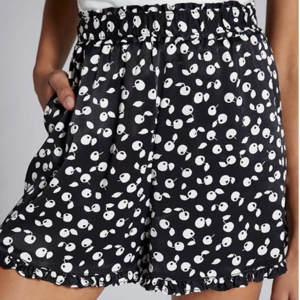 Maeve Anthropologie Black and White Cherry Print Shorts